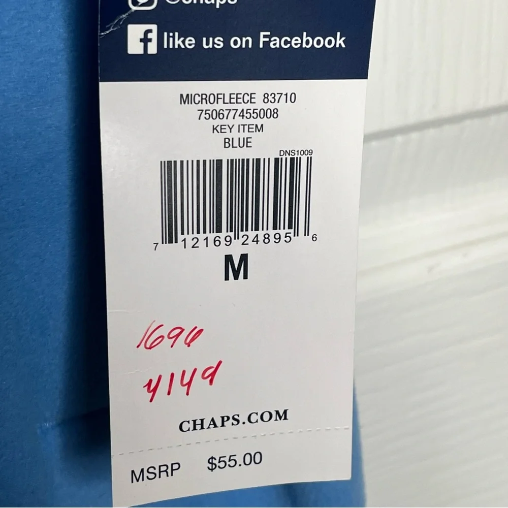 Chaps Blue Micro Fleece Vest Mens Size M NWT